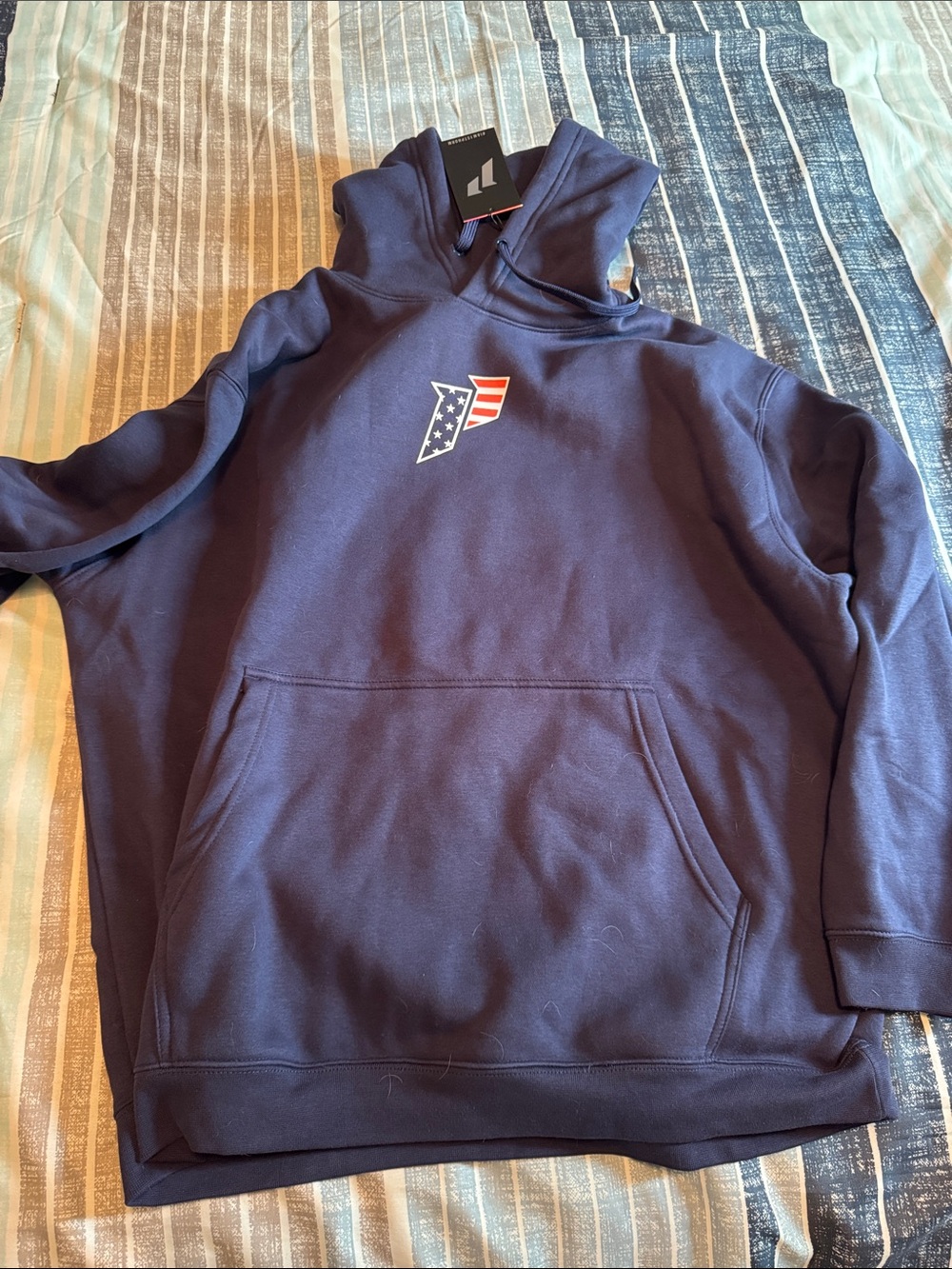 Men's Navy Blue Hooded Sweatshirt with first form Flag Logo